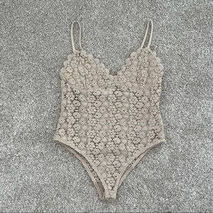 H&M Nude Crochet See Through Bodysuit